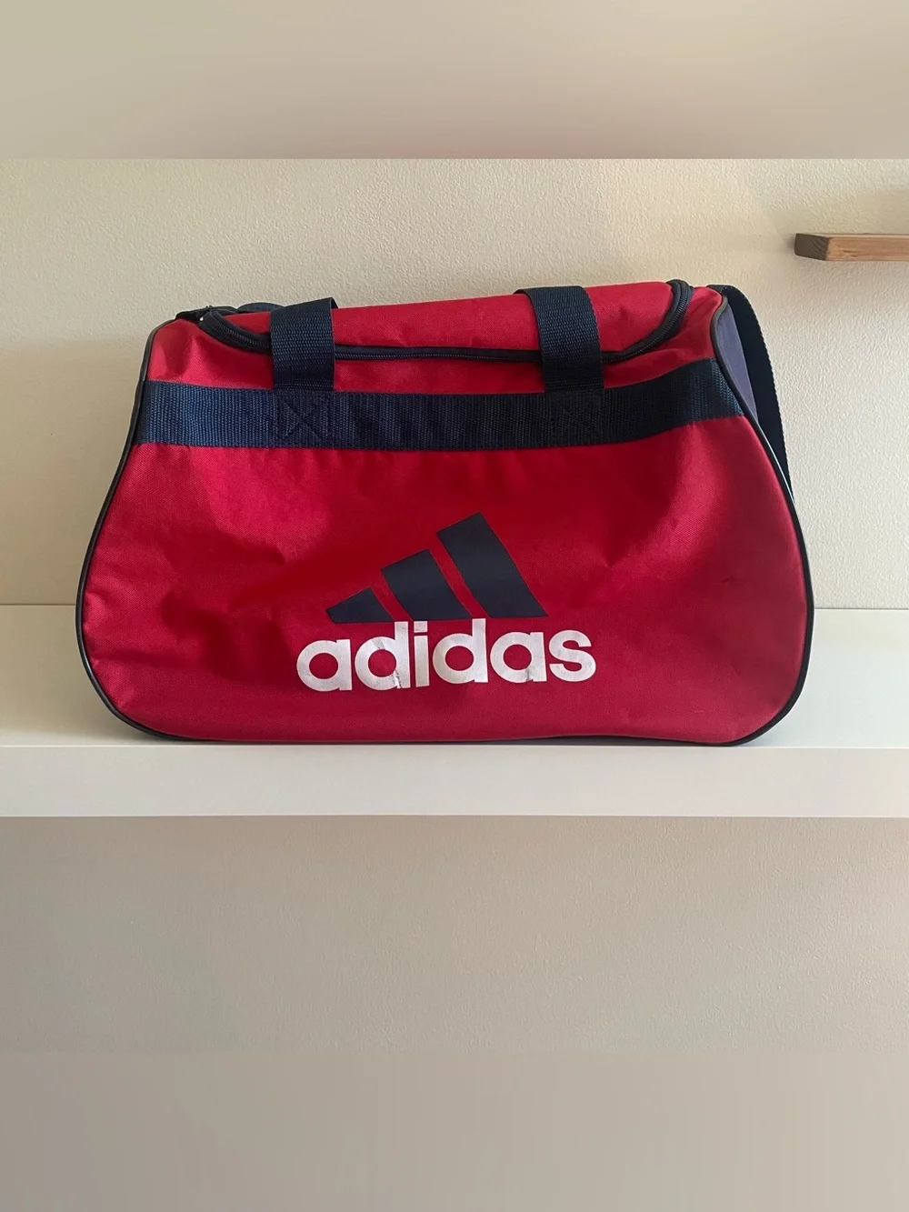 Adidas Red and Navy Blue Duffel Bag